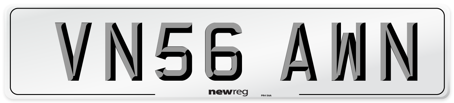 VN56 AWN Number Plate from New Reg